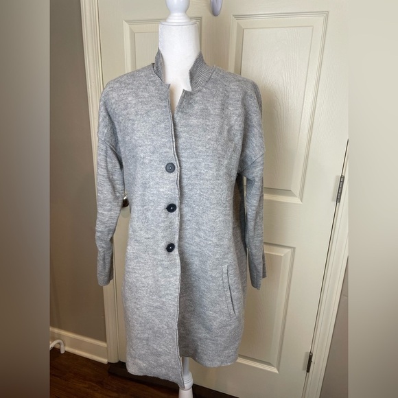 J Jill Merino Wool Gray Button-Up Long Line Cardigan - Picture 3 of 14